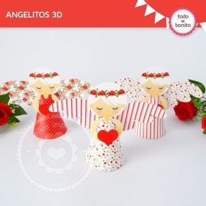 Shabby Chic Rojo: angelitos 3D