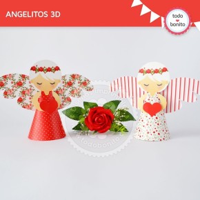 Shabby Chic Rojo: angelitos 3D