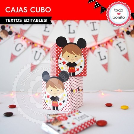 Orejas Mickey Rojo: cajita cubo