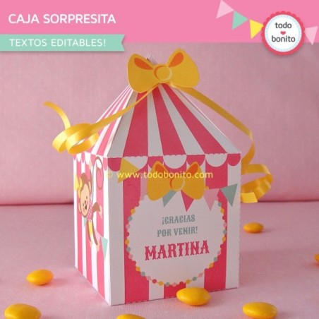 Circo niñas: cajita sorpresita para imprimir