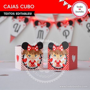 Orejas Minnie Rojo: cajita cubo