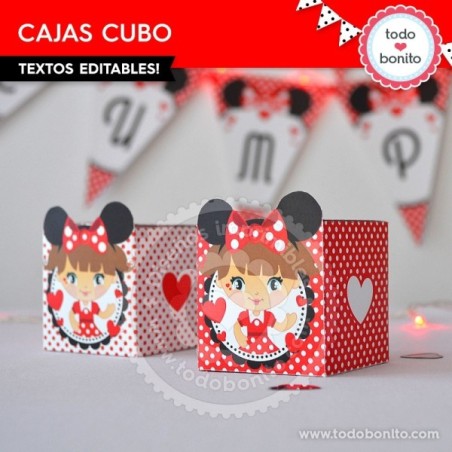 Orejas Minnie Rojo: cajita cubo