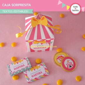 Circo niñas: cajita sorpresita para imprimir