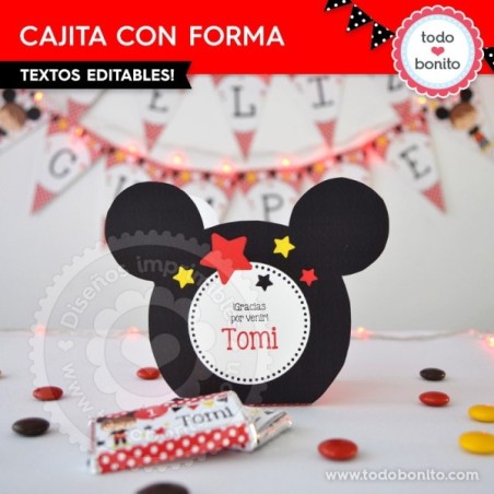 Silueta Mickey Rojo: cajita...