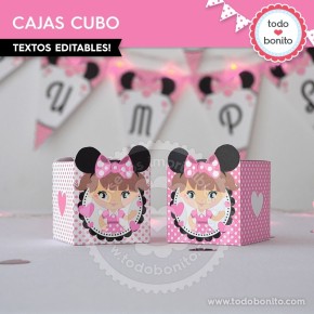 Orejas Minnie Rosa: cajita cubo