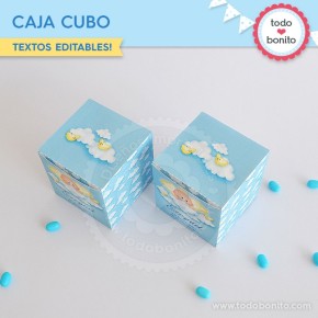 Angelito bebé celeste: cajita cubo