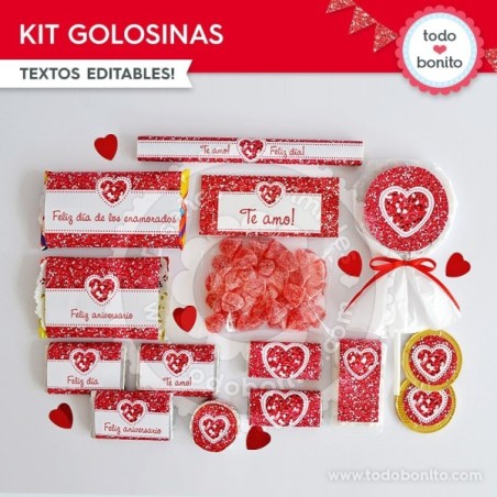 Corazón glitter rojo: kit...