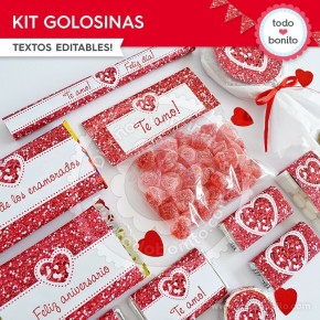 Corazón glitter rojo: kit...