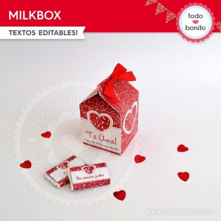 Corazón glitter rojo: milkbox