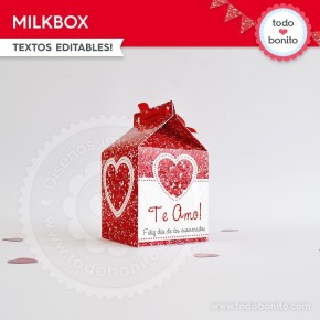 Corazón glitter rojo: milkbox