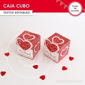 Corazón glitter rojo: caja...