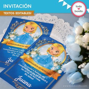 Cenicienta: invitación imprimible y digital