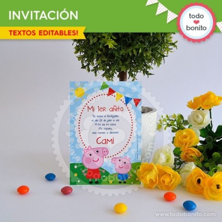 Cerdita: tarjeta invitación...