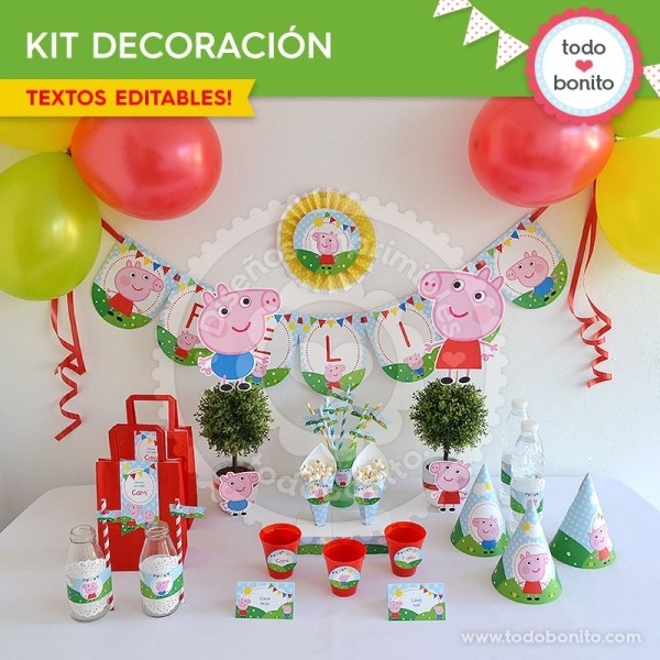 Peppa Pig, decoración para fiesta de cumpleaños de Pepa Pig con