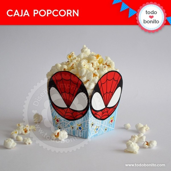 canal cordura Línea de metal Hombre Araña: caja popcorn para imprimir