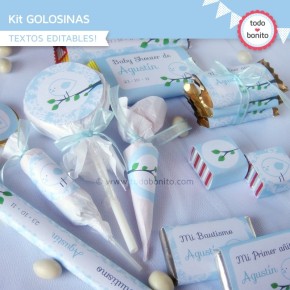 Pajarito bebé celeste: kit etiquetas de golosinas