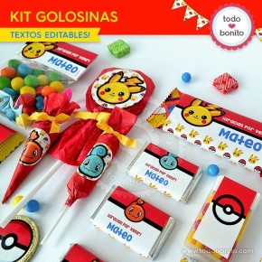Pokémon: kit etiquetas de golosinas
