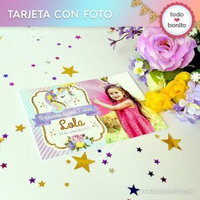 Unicornio: tarjeta con foto