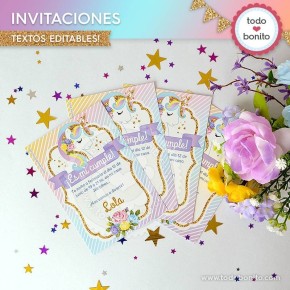 Unicornio: invitación para imprimir