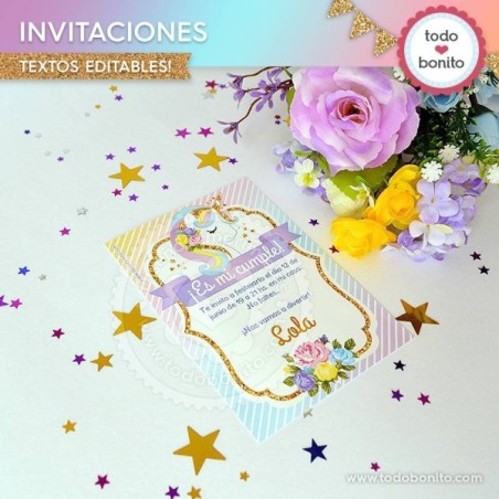 Unicornio: invitación para imprimir