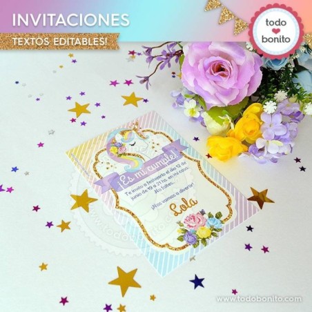 Unicornio: invitación para imprimir