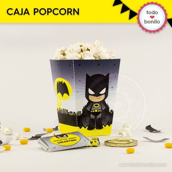 Batman: caja popcorn para imprimir