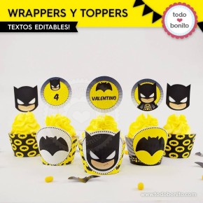 Batman: wrappers y toppers para cupcakes