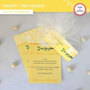 Pajarito amarillo: tarjeta + mini tarjeta