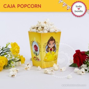 La Bella y la Bestia: caja popcorn para imprimir