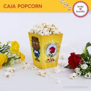 La Bella y la Bestia: caja popcorn para imprimir