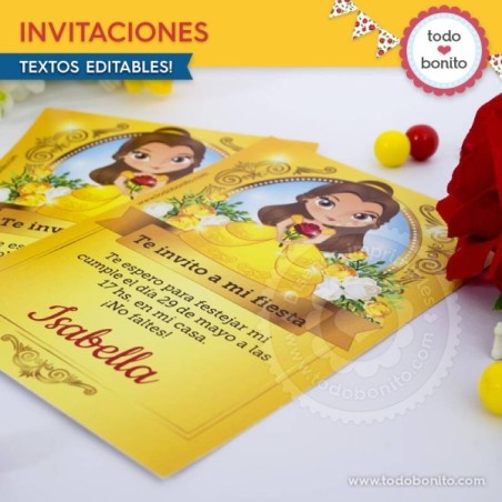 La Bella y la Bestia: invitación para imprimir