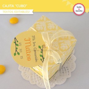 Pajarito amarillo: cajita cubo