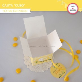 Pajarito amarillo: cajita cubo