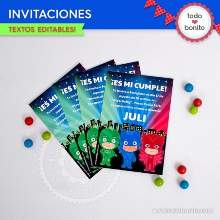 Heroes en Pijamas: invitación para imprimir