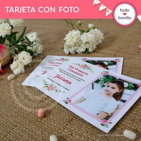 Primera Comunión modelo Juana: tarjeta con foto