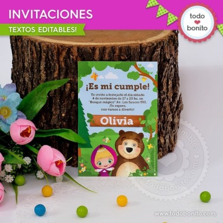 Masha y el Oso: invitación para imprimir