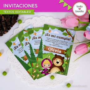 Masha y el Oso: invitación para imprimir