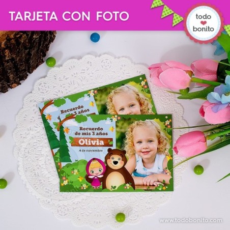 Masha y el Oso: tarjeta con foto