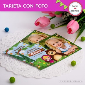 Masha y el Oso: tarjeta con foto