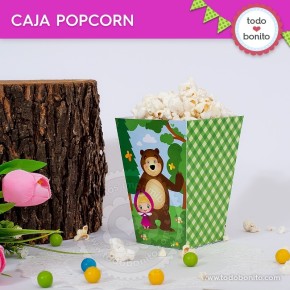 Masha y el Oso: caja popcorn para imprimir