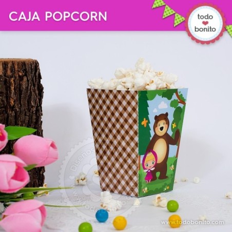 Masha y el Oso: caja popcorn para imprimir