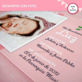 Pajarito rosa: estampita con foto