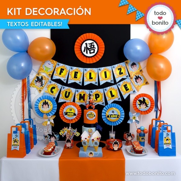 Dragon Ball: kit imprimible decoración de fiesta Dragon Ball: kit imprimible decoración de fiesta