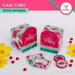 Sandías: cajitas cubo