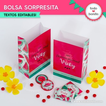 Sandías: bolsas sorpresita para imprimir