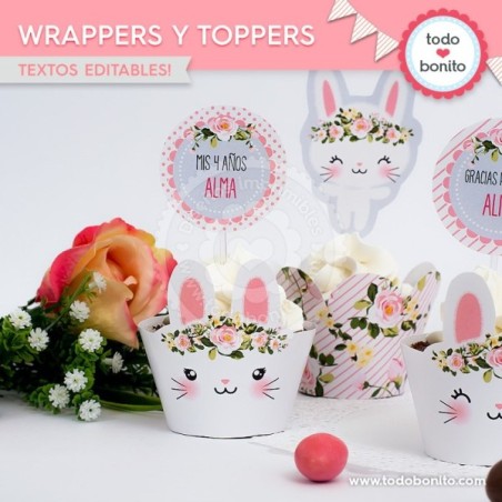 Conejita: wrappers y toppers