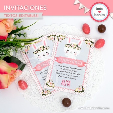 Conejita: tarjeta invitación