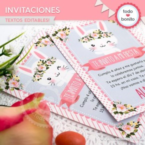 Conejita: tarjeta invitación