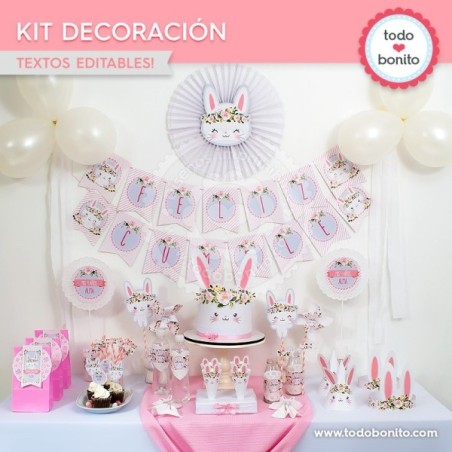 Conejita: kit imprimible decoración