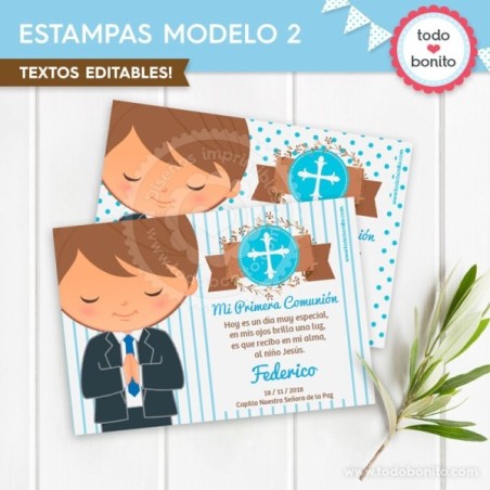 Comunión Modelo Federico: estampita religiosa MOD 2